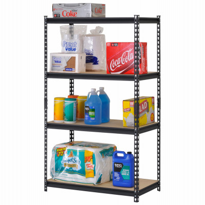 4-Shelf Industrial Shelving Unit, Black Steel, 36 x 18 x 60 In.