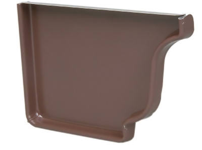 Gutter End Cap, Left, Brown Aluminum, 5 In.