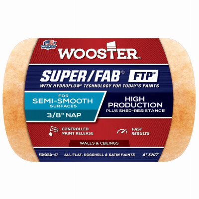 Super Fab Paint Roller Cover, Shed Resistant, 3/8-In. Nap, 4-In.