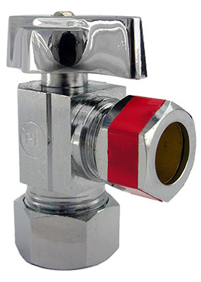 Pipe Fitting, Angle Valve, Chrome, Lead-Free, 5/8 x 1/2 In.