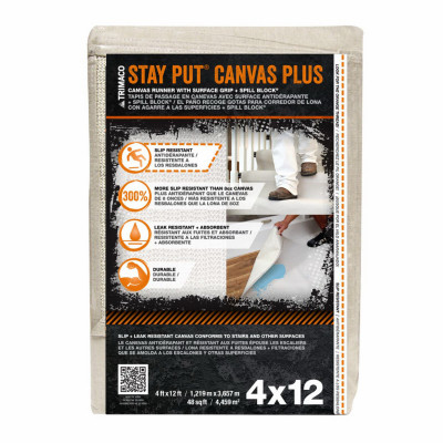 Stay Put Painters Canvas Plus, Surface Grip, Spill Block, 4 x 12-Ft.