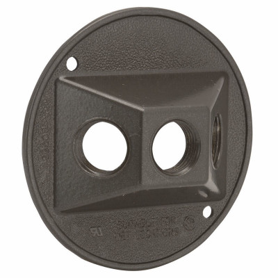 Round Weatherproof Cluster Cover, (3) 1/2 in. Threaded Outlets, Bronze