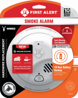 Hardwired Smoke Alarm, 10-Year Battery Backup