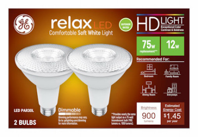 LED Light Bulbs, Soft White, Par30, Long Neck, Diffused 12 Watt, Medium Base, 2-Pk