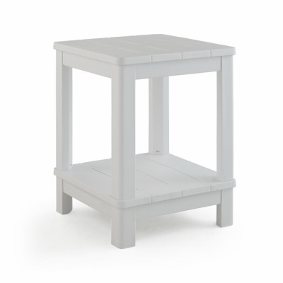 Deluxe Patio Side Table, 2 Levels, White