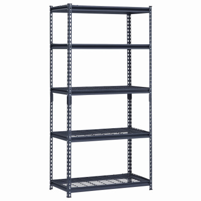 5-Tier 36"W x 18"D x 72"H Shelving Unit With Wire Shelf In Black