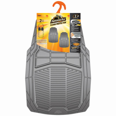 2-Pc. Universal Vehicle Floor Mat Set, Heavy Duty Grey Rubber