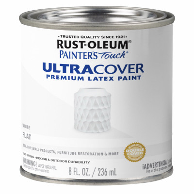 Painter's Touch Ultra Cover Latex Paint, Flat White, 1/2-Pint