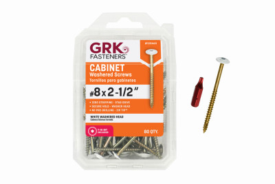 GRK White Cabinet #8 x 2-1/2" Screws 80-Ct.