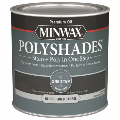 Polyshades Stain & Poly Finish, Gloss Aged Barrel, 1/2 Pt.