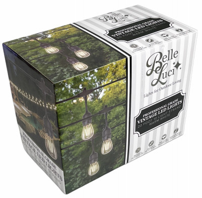 Belle Luci Vintage Outdoor String Lights, 10 LED Warm White Bulbs, 20 Ft.