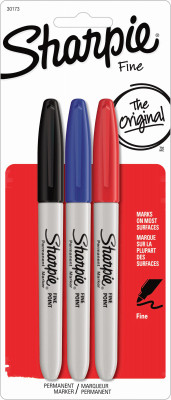 Permanent Markers, Fine Point, 3-Pk.