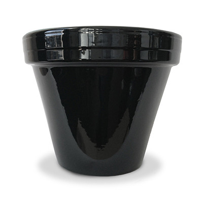 Flower Pot, Black Ceramic, 6.5 x 5.5-In. (10 pieces)