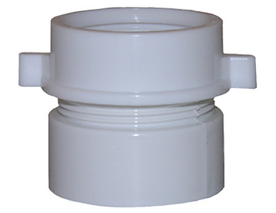 Drain Pipe Adapter, White PVC, 1-1/2 In.