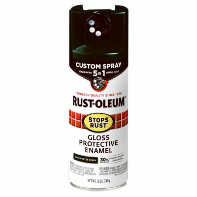 Stops Rust Custom Spray 5-in-1 Spray Paint, Gloss Dark Hunter Green, 12 oz.