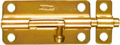Door Barrel Bolt, Dull Brass, 4 In.