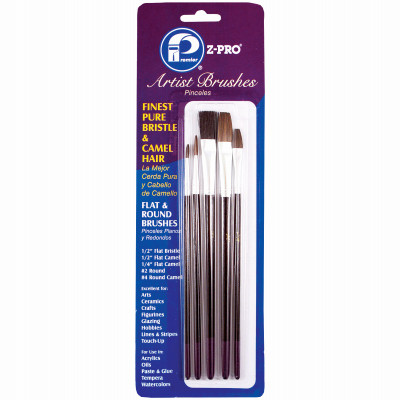 5-Pc. Artist Paint Brush Assortment, Flat & Round