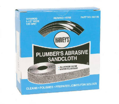 Plumber's Abrasive Sandcloth, 120-Grit, 1-1/2 In. x 10-Yds.