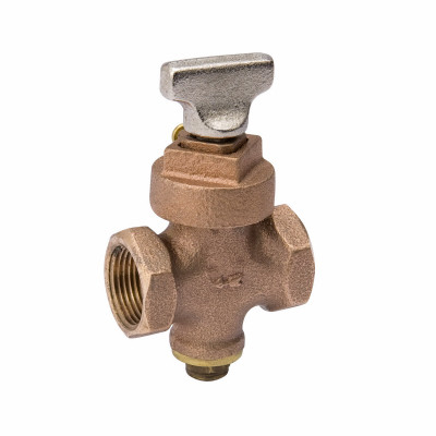 Stop & Drain Valve, Bronze, 1 In.