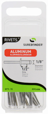 Aluminum Rivets, Long, 1/8-In., 15-Pk.