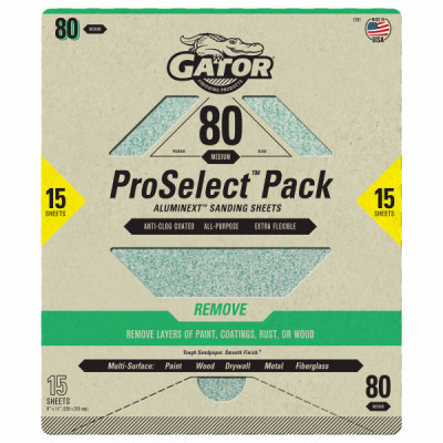 Premium Sandpaper Sheets, 80 Grit, 9 x 11 In., 15-Pk.