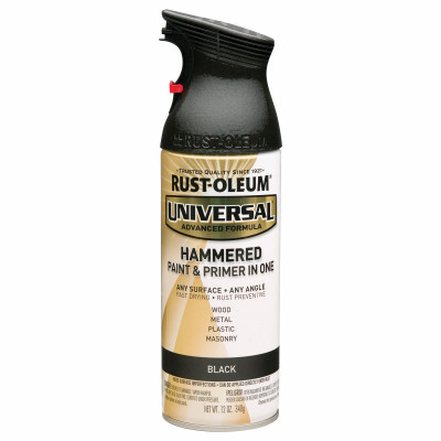 Universal Paint & Primer Hammered Spray Paint, Black, 12-oz