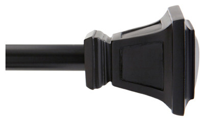 Seville Decorative Curtain Rod with Finials, Black, 5/8 x 48 to 86 In.