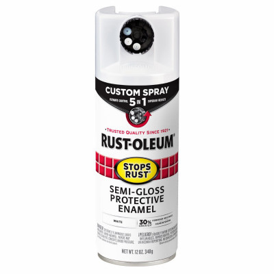 Stops Rust Custom Spray 5-in-1 Spray Paint, Semi-Gloss White, 12 oz.