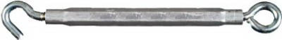 Turnbuckle, Hook & Eye, Zinc, 3/8 x 16 In.