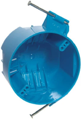 New Work Ceiling Fixtures & Junction Box, Deep Blue PVC, 2-1/4 x 4 In. Round
