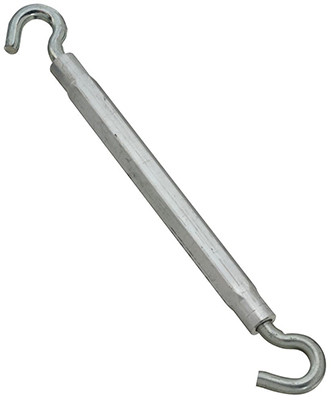 Hook/Hook Turnbuckle, Zinc, 3/8 x 16 In.