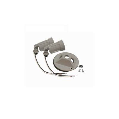 Weatherproof Combination Cover & 2 Lampholders, Gray, Par 38, 4 In. Round