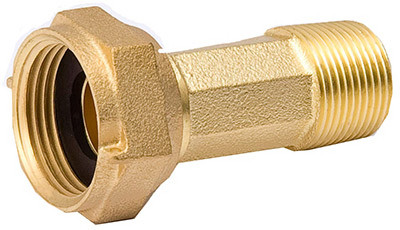Water Meter Coupling, Brass, 1/2 In.