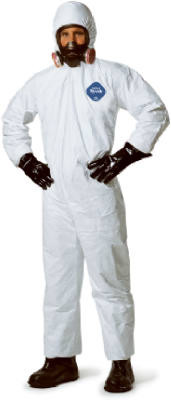 Hooded Disposable Coveralls, Zip Close, White, XXL, 25-Pk.
