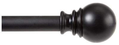 Layla Decorative Curtain Rod with Finials, Black, 1 x 30 to 84 In.