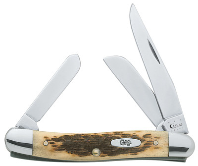Stockman Pocket Knife With Clip, Stainless Steel/Amber Bone, 3-7/8-In. Length Closed