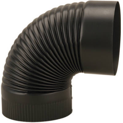 Black Stove Corrugated Elbow, 24 Gauge, 6 In.