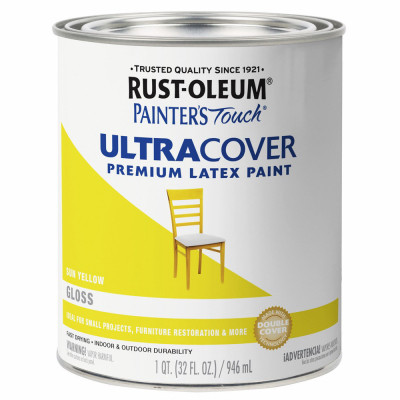 Painter's Touch Ultra Cover Latex Paint, Sun Yellow Gloss, 1-Qt.