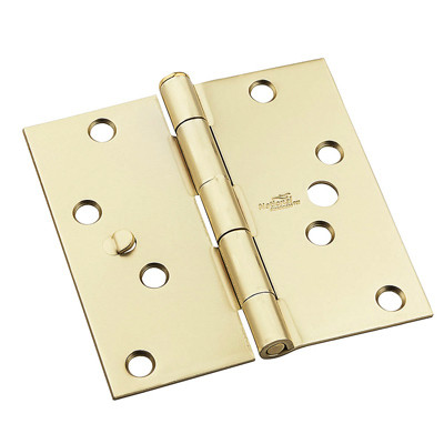 Security Hinge, Satin Brass, 4 In.