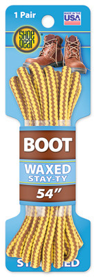 Stay-Ty Waxed Boot Laces, Brown/Gold, 54 In., Pair