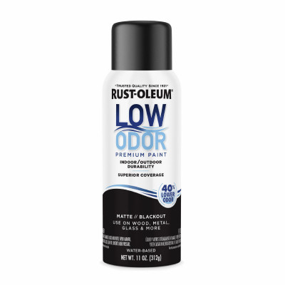 Low Odor Water-Based Spray Paint, Blackout, Matte, 11 oz
