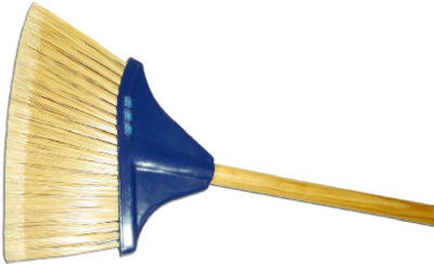 Pro Angle Broom, Flagged Plastic Bristles, 48 In. Wood Handle
