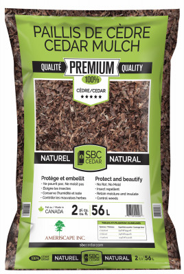 Canadian Pure Cedar Mulch, Natural Brown, 2 Cu. Ft.