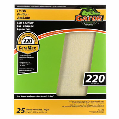 Premium Ceramic Sandpaper, Fine 220 Grit, 9 x 11 In., 25-Ct.