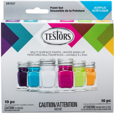 6-Color Trendy Colors Craft & Model Paint Set & Brushes, Acrylic, 1/4 oz. ea.