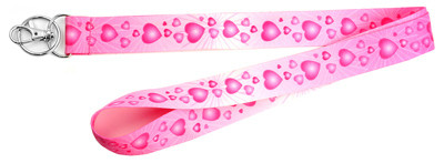 Lanyard With Metal Clip, Pink Hearts, 1 x 18 In. (5 pieces)