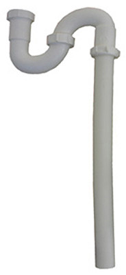 Lavatory Floor Drain S-Trap, White PVC, 1-1/4 In. Outlet
