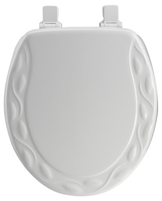Round Molded Wood Toilet Seat, Easy-Clean & Change  Hinge, STA-TITE , Ivy Design, White