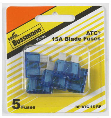 Automotive Blade Fuses, Blue, 15-Amp, 5-Pk.