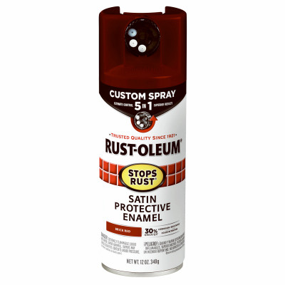 Stops Rust Custom Spray 5-in-1 Spray Paint, Satin Brick Red, 12 oz.